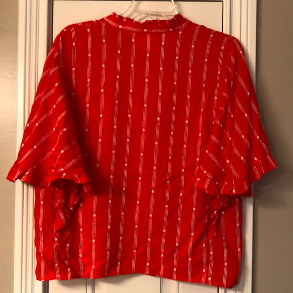 Maeve Anthropologie poppy red short flutter sleeve blouse- NWOT Sz M - Picture 7 of 7